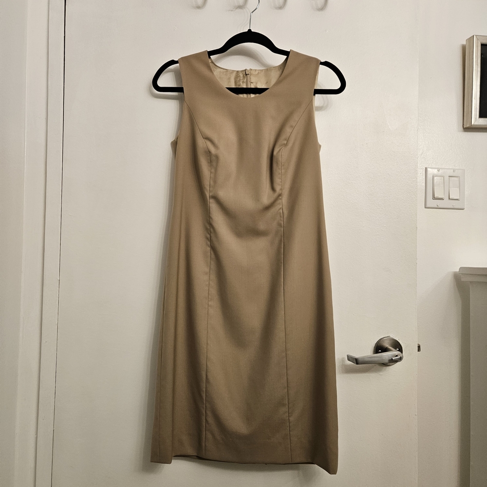 Ermenegildo Zegna Tan Knee Length Sheath Dress